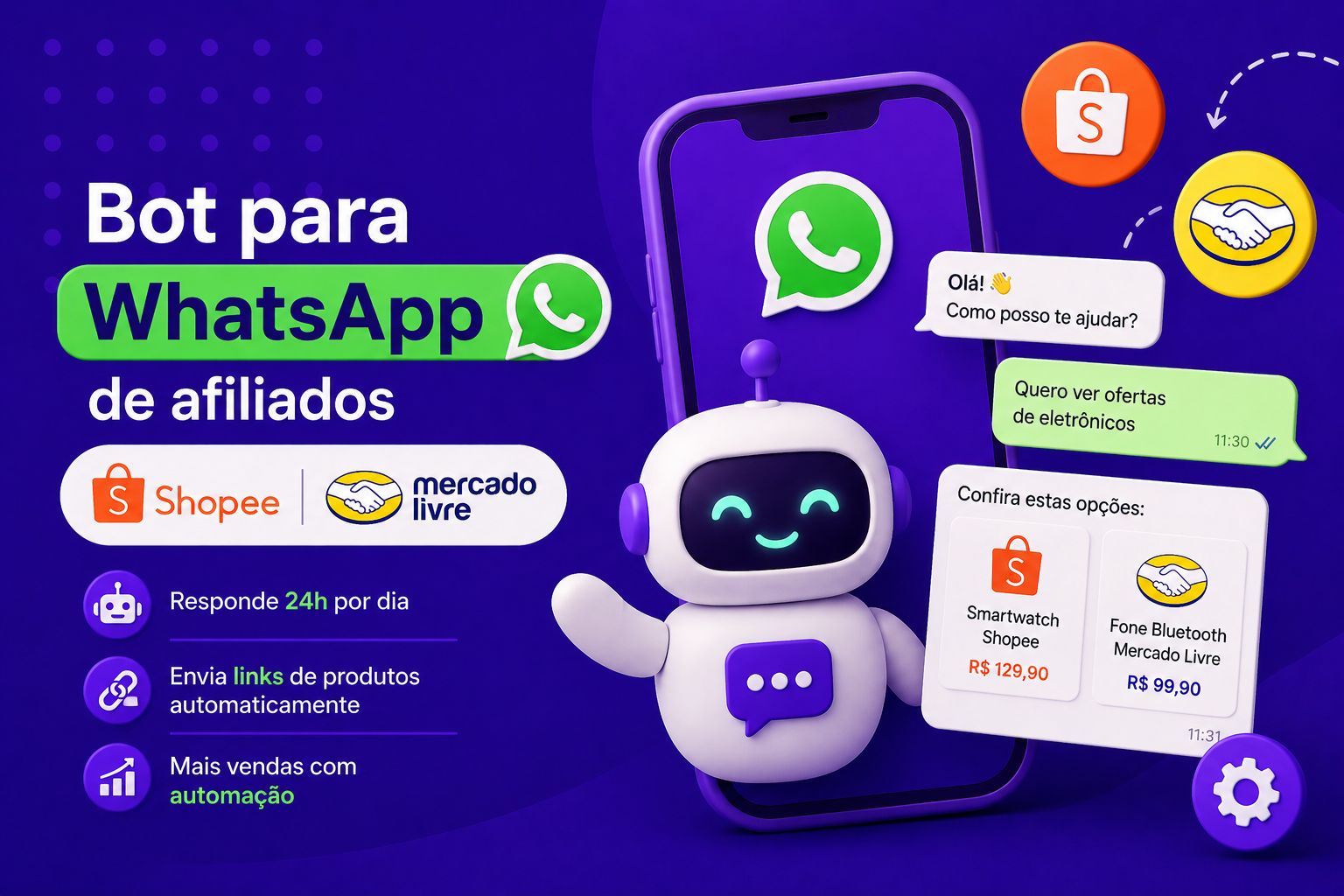 Bot para WhatsApp de Afiliados Shopee e Mercado Livre